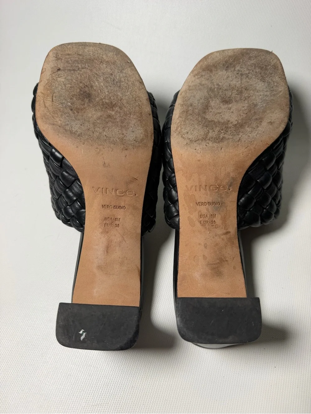 Vince Penley Woven Heeled Slide Sandals - sz 8